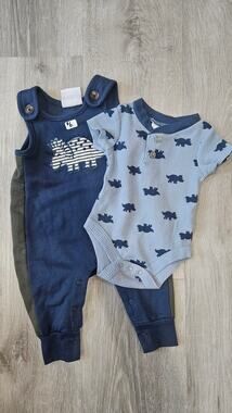 Little Ricky's 0-3 Month Old Baby Winter Overalls and Body Suit Bundle/Pack